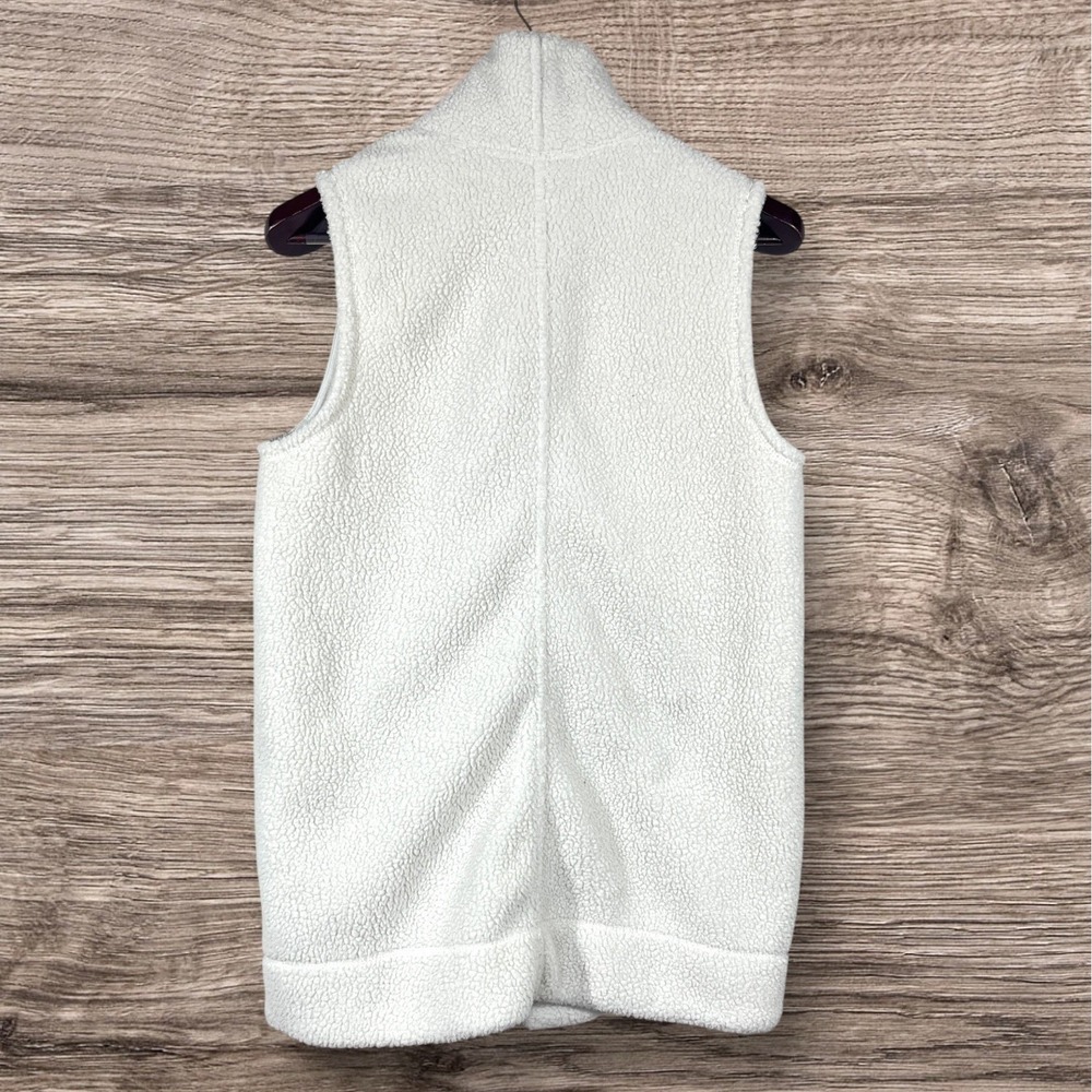 Vineyard Vines Open Front Fleece Vest Womens XS Ivory Oversize Long Length Shawl - Picture 2 of 9